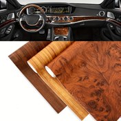 Resim 1 Rulo PVC Araba İç Gösterge Paneli Vinil Filmi, 30x100cm, Parlak Kahverengi Ahşap Desenli, Su Geçirmez ve Çizilmeye Karşı Dirençli, Klasik Şık Araç Kişiselleştirme için DIY Modifikasyon Sticker 
