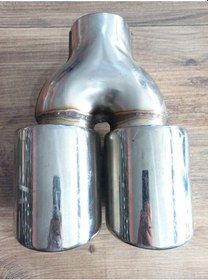 Resim 90 Mm. Tam Krom Paslanmaz Çiftli, Eşit Egzoz Eksoz Ucu. 