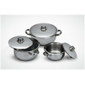 Resim Gülsan Çakır 3 Lü Çelik Tencere Seti Çelik Kapak 