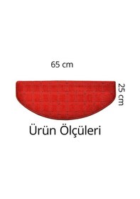 Resim Oval Benekli Bukle Halıdan Alınlıklı Basamak Ve Merdiven Paspası 16'lı - Bordo Null 