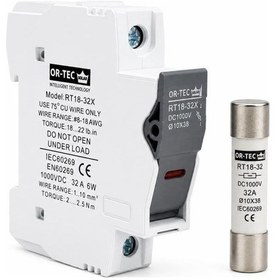 Resim Or-tec 1000v 32a 10x38 Dc Sigorta + Sigorta Yuvası 