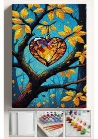 Resim Sayılarla Boyama Çerçeveli Hobi Seti Numaralı Tuval Fırça Boya Dahil Kasnaklı 40x50 Cm Dilek Ağacı 