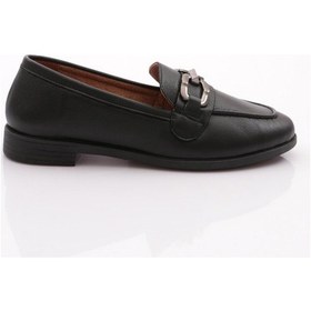 Resim Dgn 1851 Kadin Metal Aksesuarli Loafer Ayakkabi Siyah 