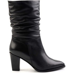 Resim Siyah Hakiki Deri Kadın Bot & Bootie K02750457903 Siyah 