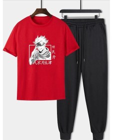 Resim Unisex Hoodie Baskılı 2'li Eşofman Takımı Kırmızı 