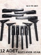 Resim AKAY TİCARET Sofra Ayağı Katlanır Yer Sofrası Sini Altı Siyah Plastik Ayak Laptop Sehpası 22 Cm (12 ADET) 