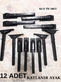 Resim AKAY TİCARET Sofra Ayağı Katlanır Yer Sofrası Sini Altı Siyah Plastik Ayak Laptop Sehpası 22 Cm (12 ADET) 