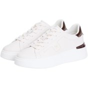 Resim Tommy Hilfiger Kadın Metalik Detaylı Platform Tabanlı Sneaker - Beyaz/Bronz 