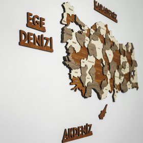 Resim Türkiye Siyasi Haritası - Ahşap 3D Harita, Ofis Duvar Dekoru - 75x33 cm 