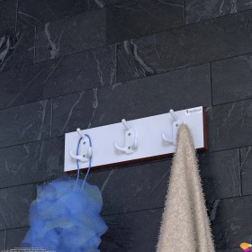 Resim Modilayn Arı 9 Kancalı Banyo Askısı 3' Lü Set 36,4x9,6cm Şık Tasarım Ekstra Düzen ve Yer Tasarrufu 