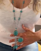 Resim 925 Ayar Gümüş Turkuaz Taşlı Set 