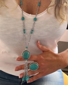 Resim 925 Ayar Gümüş Turkuaz Taşlı Set 