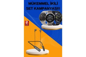 Resim Pileli Store Alarm ve Titreşim Özellikli Akıllı Saat ve Mikrofonlu Kablolu Bluetooth Kulaklık 60 Saat 