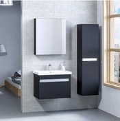 Resim Denko More 65 Cm Mdf Siyah Banyo Dolabı Takımı + Boy Dolabı Siyah 