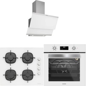 Resim Silverline Beyaz Cam Ankastre Set 3420 Classy Beyaz - CS5335W01 Ocak - BO6502W02 Fırın 