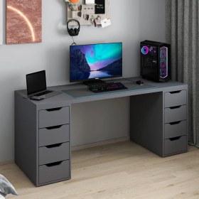 Resim Alen 180 cm 8 Çekmeceli Geniş Çalışma & Oyuncu Masası - Antrasit 