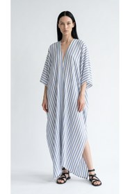 Resim BANDİ Pamuklu Çizgili Uzun Kimono 