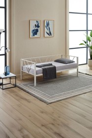Resim Unimet Alchera Daybed Tek Kişilik Sedir Metal Karyola Beyaz 