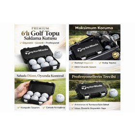 Resim OEM 6’lı Golf Topu Saklama Kutusu Kapaklı Sert Plastik Taşıma Organizer Box Siyah 
