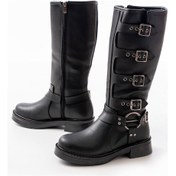 Resim 02-346 Siyah Düz Topuklu Günlük Bayan Binici Çizme Resimdeki Renk 