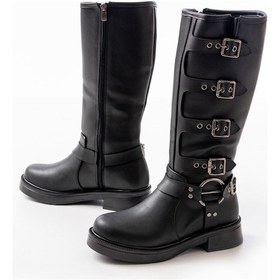 Resim 02-346 Siyah Düz Topuklu Günlük Bayan Binici Çizme Resimdeki Renk 