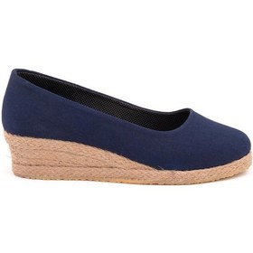 Resim Star Tombis Gerçek Elişi Günlük Rahat 3cm Anne Ayakkabısı Dolgu Topuklu Handmade Lacivert 