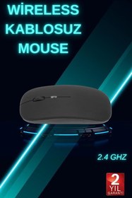 Resim Siyah Wireless Kablosuz Sessiz Mouse Bluetooth Bağlantılı 