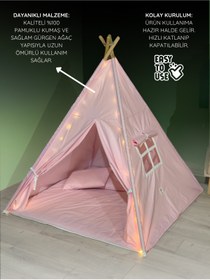 Resim YHH Kids LumiTent Işıklı Çocuk Oyun Çadırı Kızıldereli Çadırı Oyun Evi Minder ve Yastıklı Pembe 