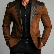 Resim Erkek Casual Blazer - Yama, Uzun Kollu, Normal Fit, Notch Lapel, Düğme Detayları, Esnek Değil, Bahar/Sonbahar, Casual Attire|Yama Blazer|Normal Fit Ceket 