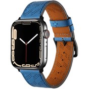Resim ​​​Watch 40mm Uyumlu KRD-76 PU Deri Kordon Strap Kayış CLO- Mavi 