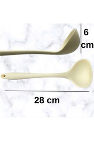 Resim ozbience Çok Renkli 28 cm Isıya Dayanıklı Yanmaz Silikon Kepçe, 1 adet 