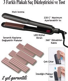 Resim Shibowavy Saç Tost Makinesi Ve Saç Düzleştirici (3 FARKLI PLAKA) Güncellenmiş Yeni Versiyon 