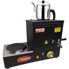 Resim Mizan Tek Demlik 10 Lt. Pleytli Çay Kazanı -Siyah Demlik Dahil 