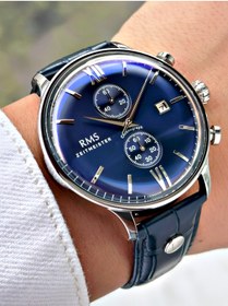 Resim Romanson Fonksiyonlu Lacivert Renk zel Tasarım Deri Kordon Çelik Kasa Erkek Kol Saati 1332.11MR 