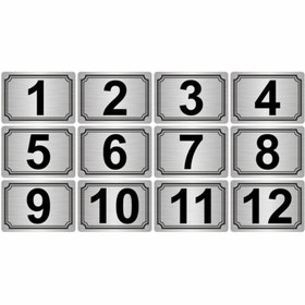Resim Özarslan Dizayn 10x15cm Metal Yapışkanlı Numara (1..12) 12 Adet Gümüş Renk Metal 