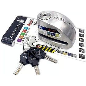 Resim Armor 614 Mva Alarmlı Motorsiklet Disk Kilidi Mil Çapı 14mm Paslanmaz Çelik 