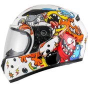 Resim Sway 815K Full Face Şeffaf Vizör Çocuk Motosiklet Kaskı M Beden Monster Model 