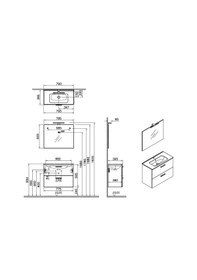 Resim Vitra Mia 75100 Banyo Dolabı Seti Çekmeceli 80 Cm Antrasit Çok Renkli 