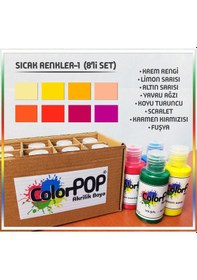 Resim Colorpop Akrilik Hobi Boyaları 8'li Set 8 Adet 50ml Sıcak Renkler 
