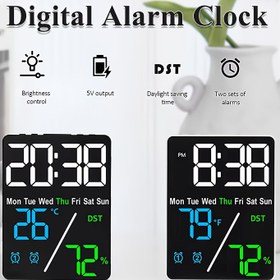 Resim Parlaklık Kontrolü, SV Çıkışı, Güneş Saati, İki Alarm ve Sıcaklık/Nem Göstergesi ile Dijital Alarm Saati - Ev ve Ofis Dekoru için USB-Powered Masaüstü Saati, Yatak Odası, Ofis Aksesuarı, Modern Dekor Parçası, Dayanıklı Plastik Gövde 
