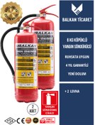 Resim Balkan Ticaret 2 Adet 6 Kg Köpüklü Yangın Tüpü + uyarı levhası hediyeli - yangın anında hızlı müdahale 