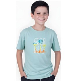 Resim Panios Kids Surf Baskılı Erkek Çocuk Kısa Kollu Tişört Mint Yeşili 