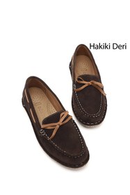 Resim GÖNDERİ(R) Kadın Kahve Süet Fiyonklu Hakiki Deri Comfort Loafer 