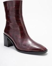 Resim Luvishoes Chara Bordo Baskı Kadın Kalın Topuklu Bot Bordo 