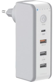 Resim Mena Rise modaedge 30 WATT PD18W Zaman Ayarlı USB Çıkışlı Priz 180 Derece Döndürülebilir Fiş QC3.0 2.4A USB Çı 
