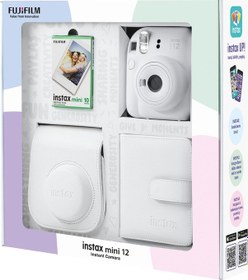 Resim Fujifilm İnstax Mini 12 Fotoğraf Makinesi + 10'lu Film + Kare Albüm + Deri Kılıf Seti 