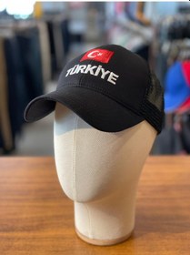 Resim Türkiye Bayrak Nakışlı Fileli Unisex Beyzbol Cap Şapka Siyah 
