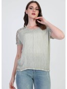 Resim Ella Camelia Kadın Omzu Dantel Detaylı Bluz 5010062 Yeşil 