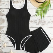 Resim Gençler için Düz Renk Moda İki Parçalı Mayo 