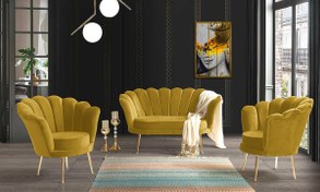 Resim İnci Sarı 2+1+1 Çay Seti (Salon,Balkon,Cafe,Ofis) 